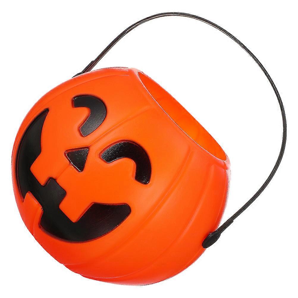 Portable Plastic Pumpkin Buckets 3Pcs Halloween Candy Holders with Handle