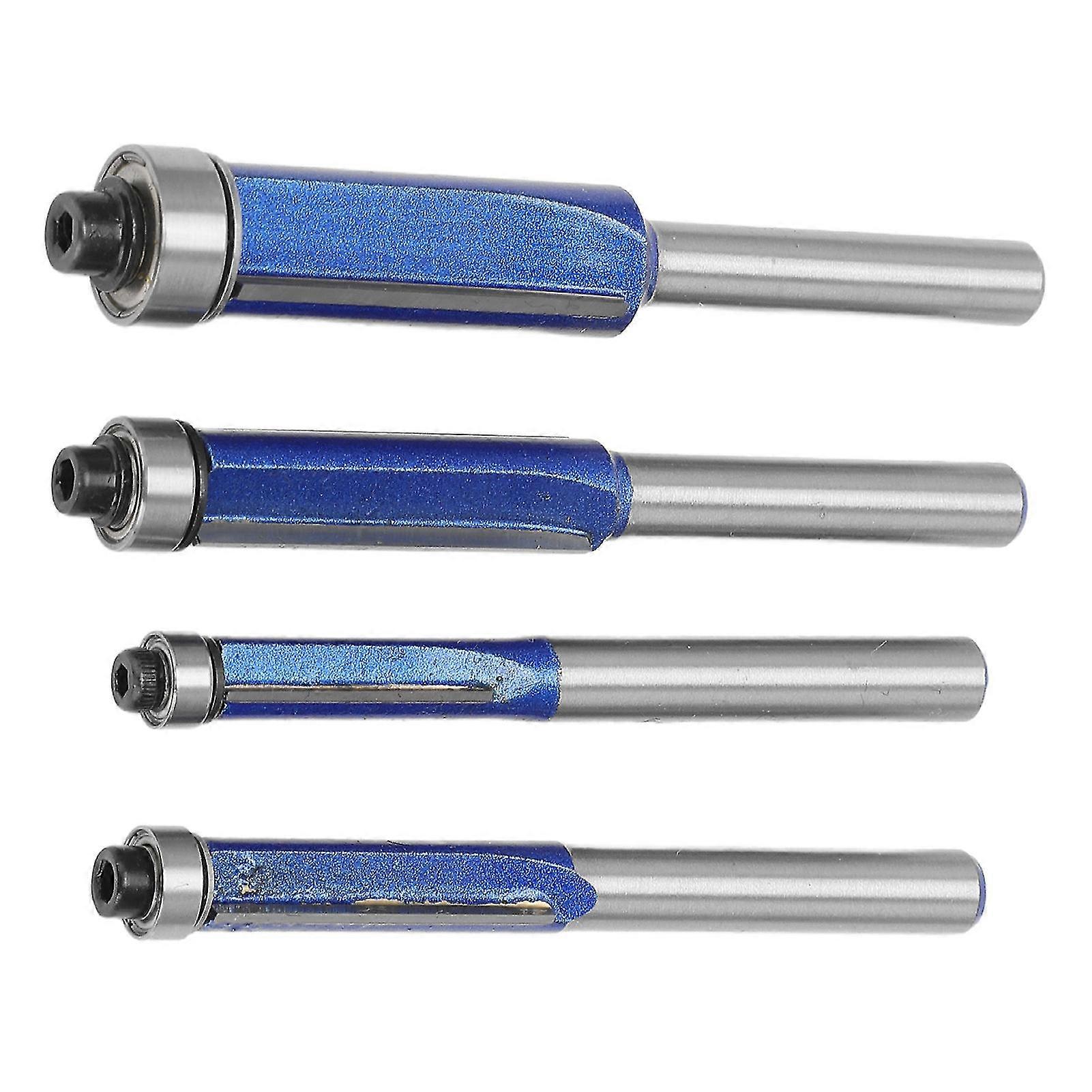 2025 4Pcs Trim Bit Depth Adjustable Wear Resistance Strong Incisive Edge 1/4in Shank Router Bit