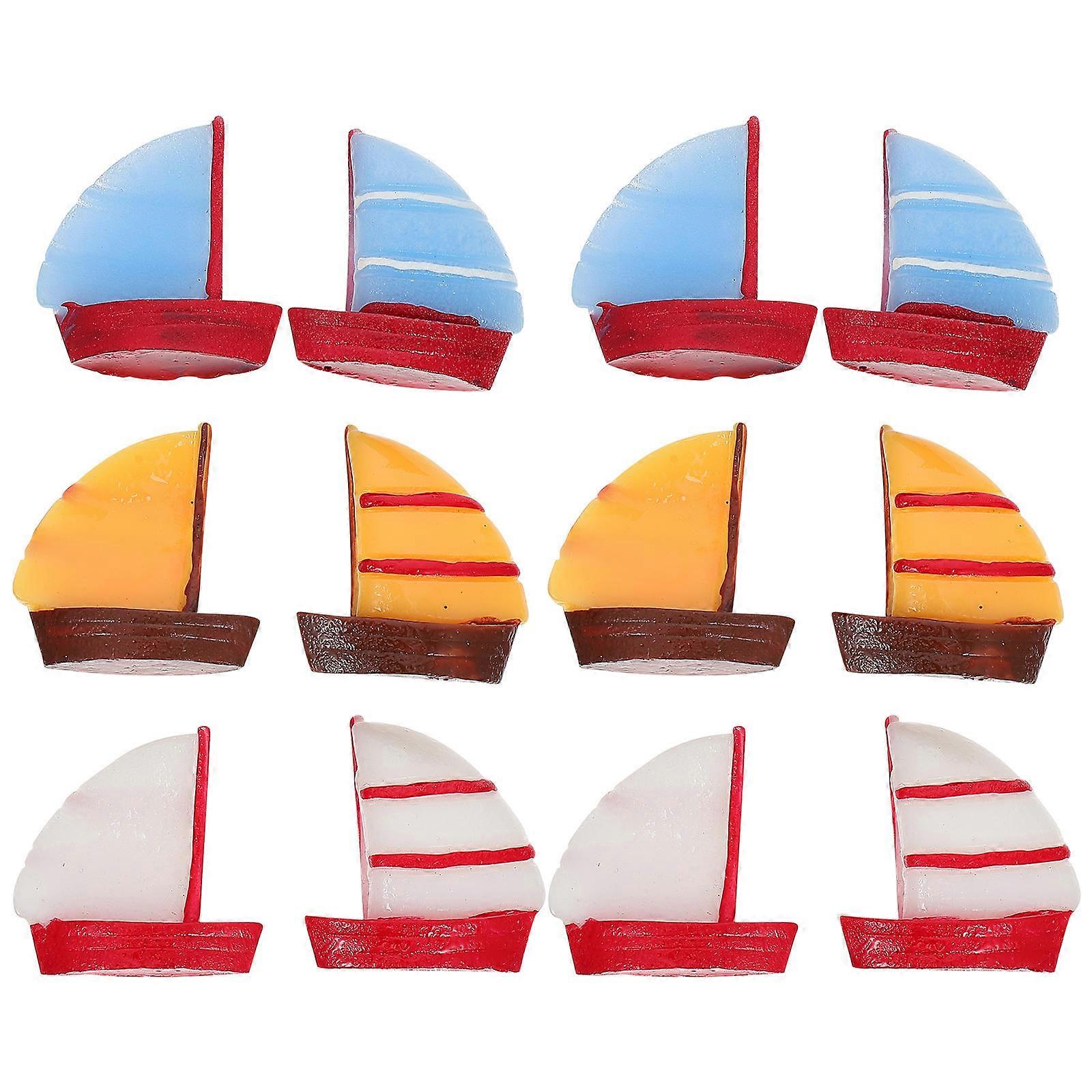 Mini Sailboat Models for Decoration Realistic Boat Ornament Miniature 3Pcs Set