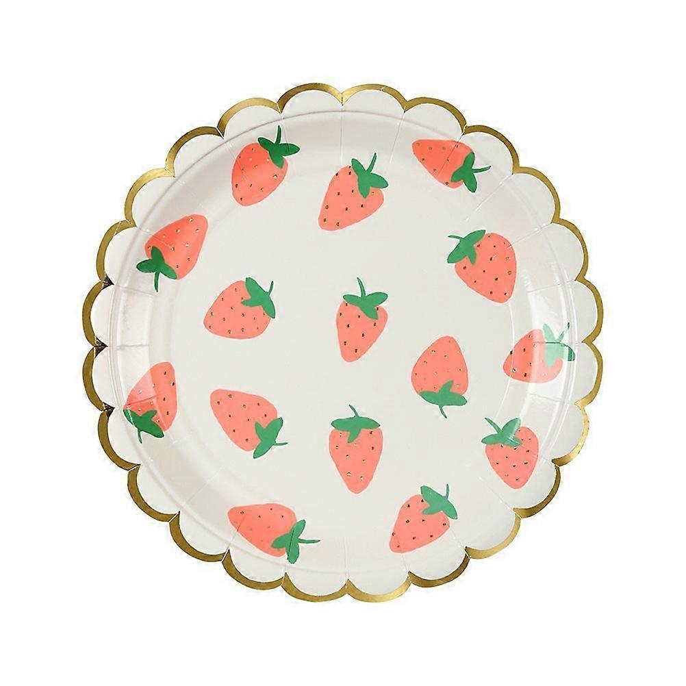 Party Tableware Supplies Gilding Strawberry Paper Plates Set for Party 40Pcs