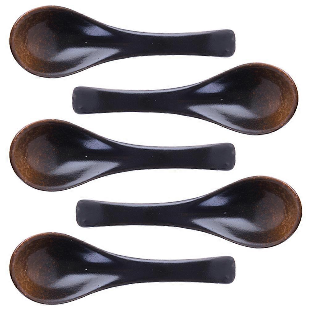 20Pcs Ceramic Soup Spoons Household Use Dining Spoon Black