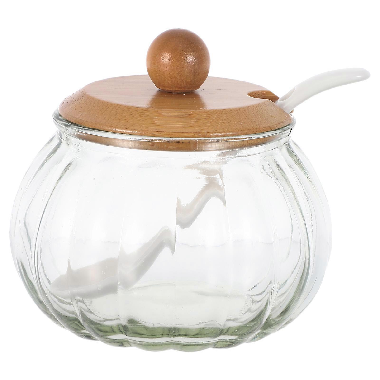 Glass Sugar Jar Sugar Dispenser with Spoon 3Sets for Kitchen Use