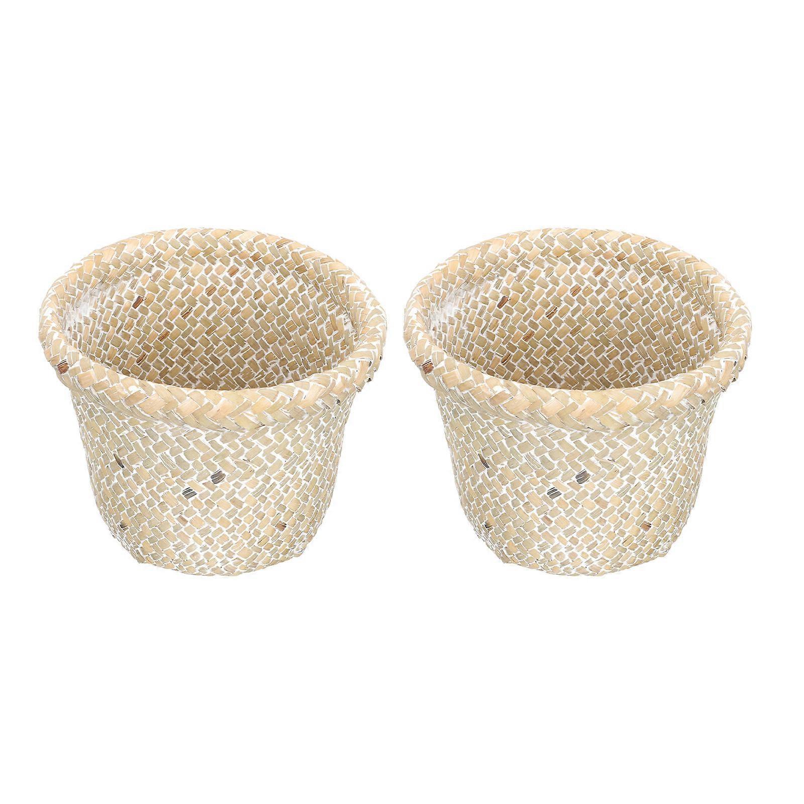 Seegrass Woven Basket for Multifunctional Use 8Pcs White Pack