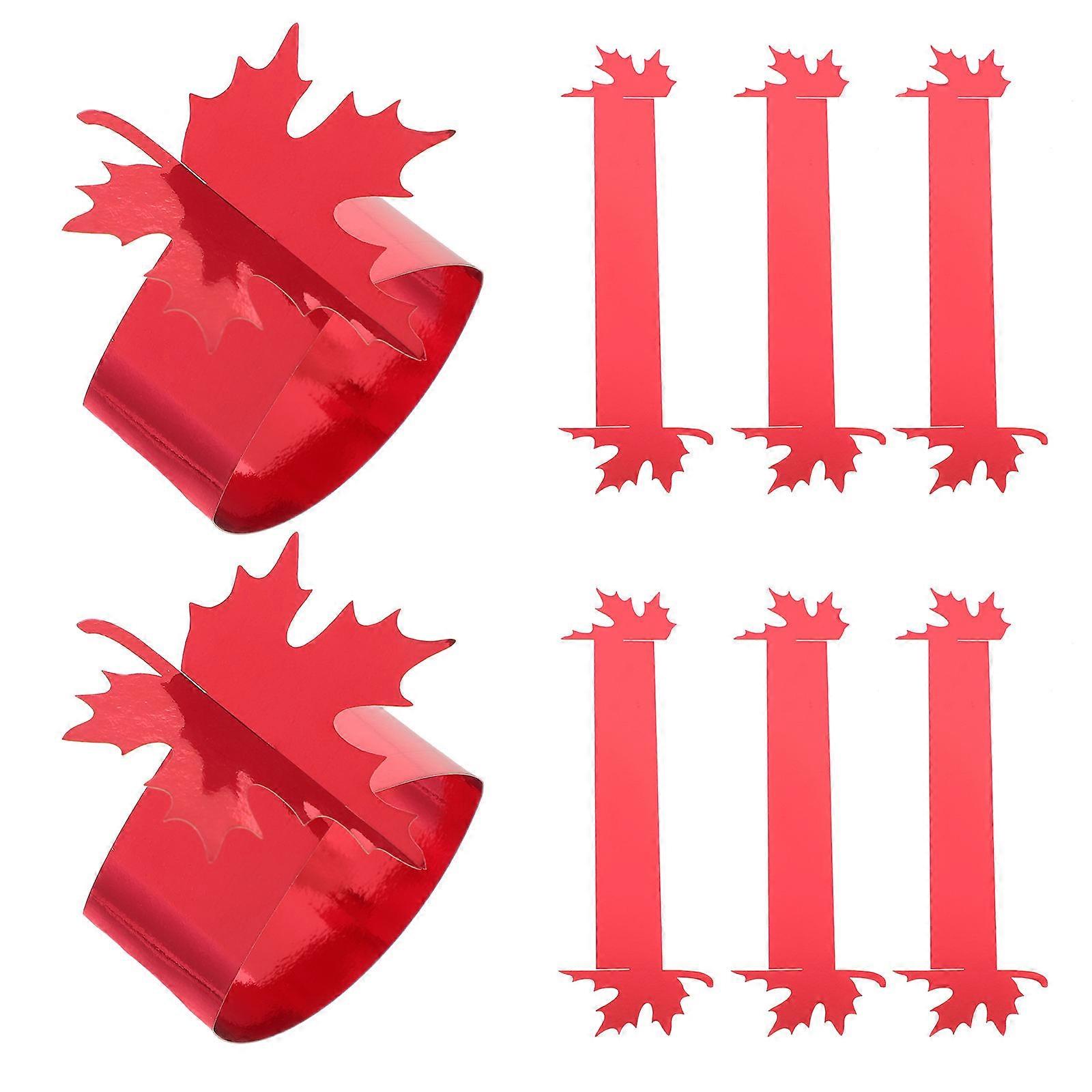 Red Paper Maple Leaf Napkin Rings for Parties 150Pcs Table Decorations