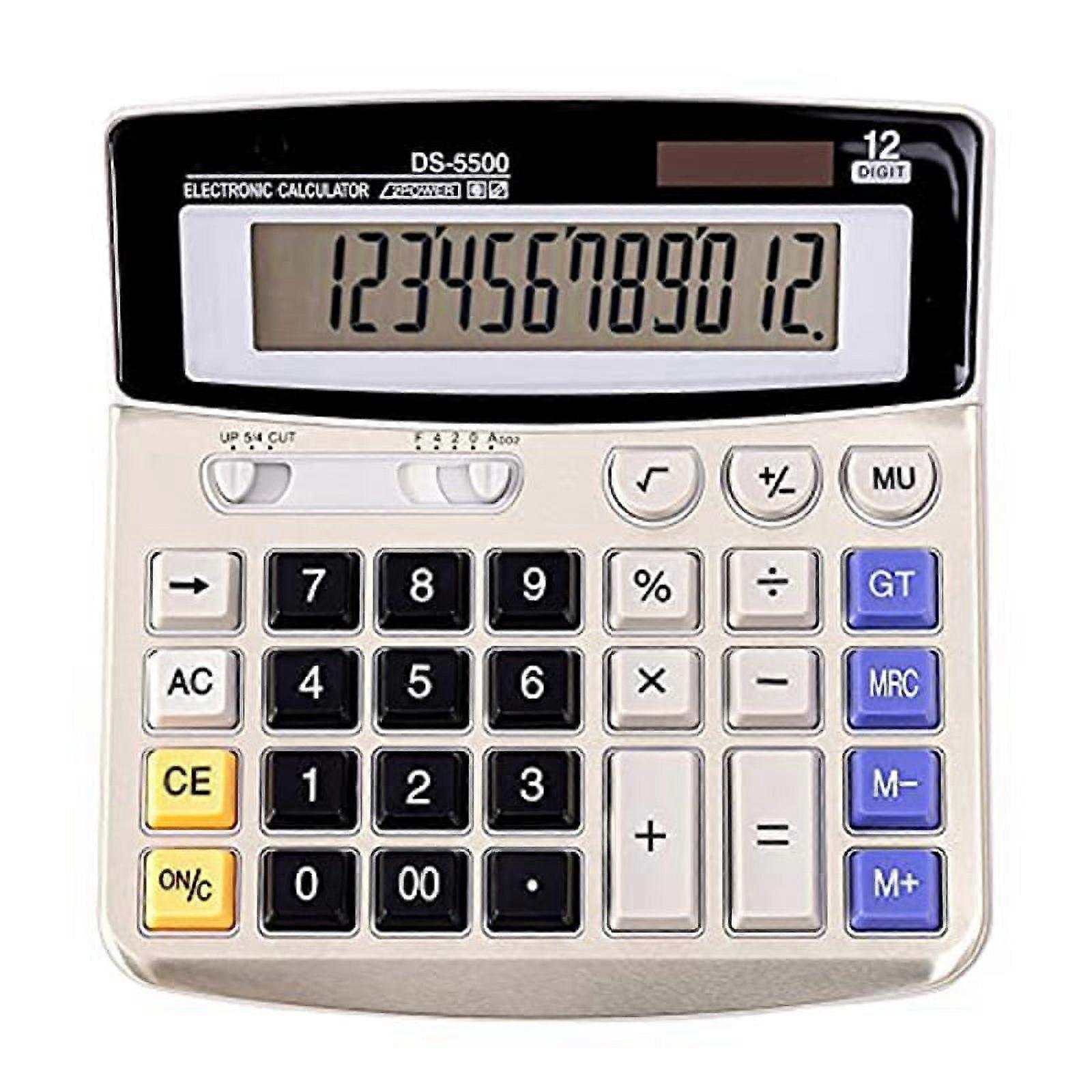 -5500 Display Calculator,12 Digit Desk Office Adding Machine Accounting Calculators, Solar and Battery Dual Power