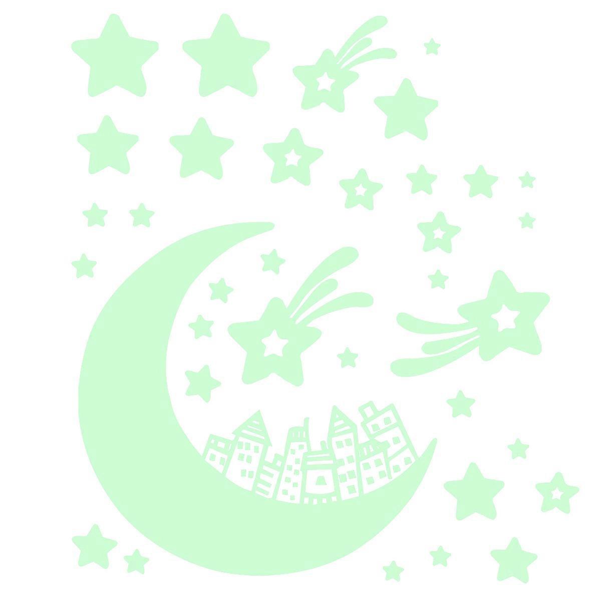 Luminous Moon Wall Sticker for Wall Decoration Featuring 3Pcs Set