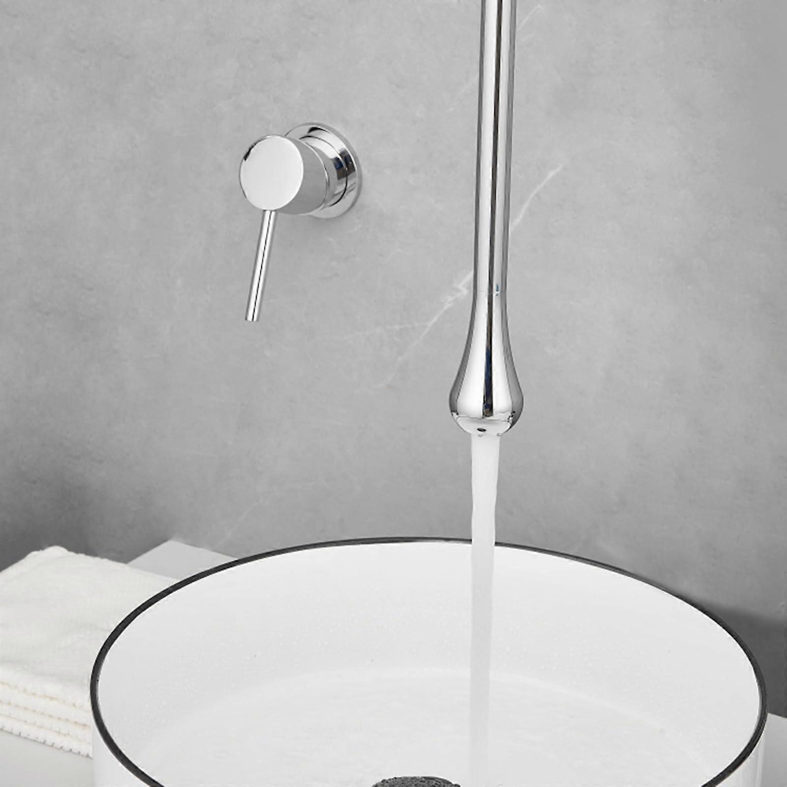 Concealed Bathroom Sink Tap Single Handle Brass Hot & Cold Wall Faucet Chrome Finish for Modern Basins