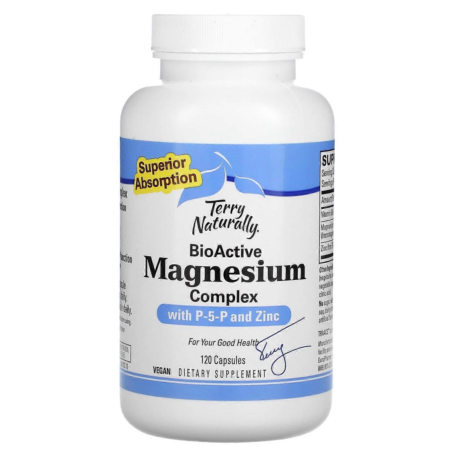 Terry Naturally, BioActive Magnesium Complex with P-5-P and Zinc, 120 Capsules