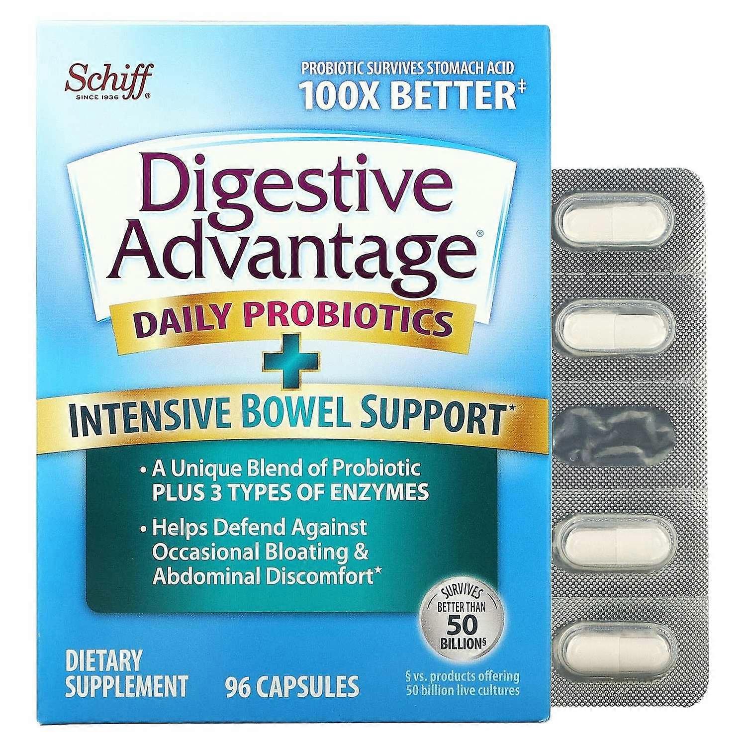 Schiff, Digestive Advantage, Daily Probiotics + Intensive Bowel Support, 96 Capsules