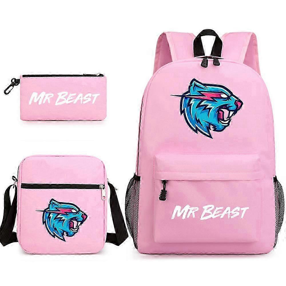 Mr Beast Lightning Cat School Bag Backpack Pencil Case Shoulder Bag Three-piece Set _03