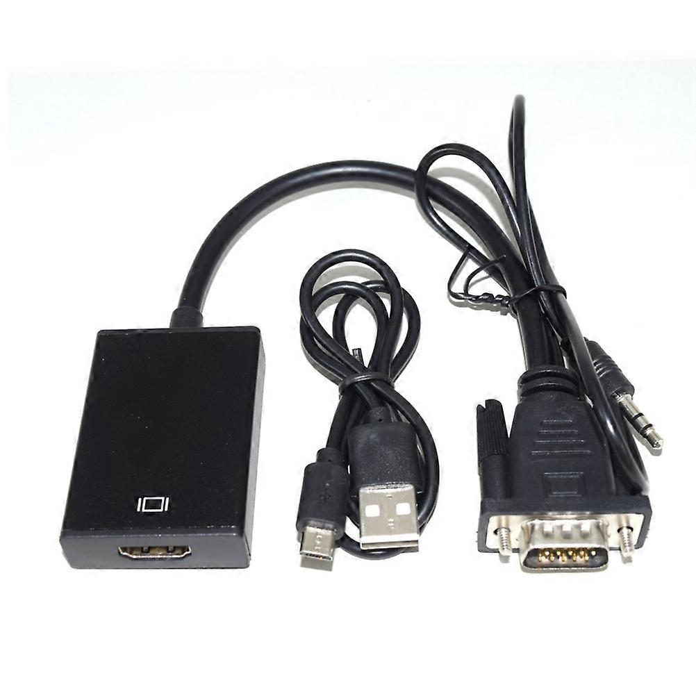 Convertisseur VGA vers connecteur avec audio pour conversion de signal, 3 pièces, noir
