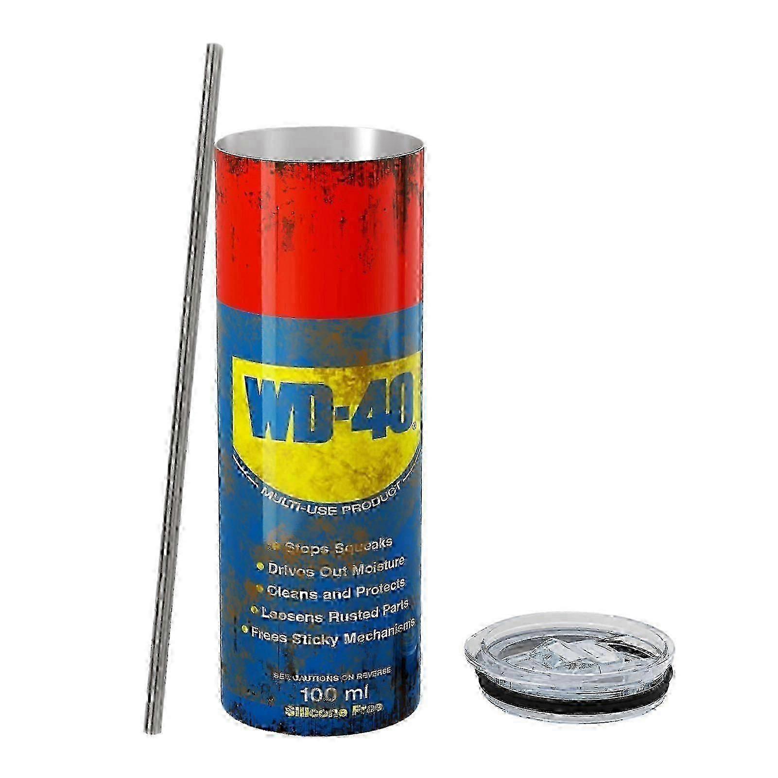 WD40-Copo térmico com padrão sujo, 20 oz, isolamento de aço inoxidável, garrafa de água reta a qualquer hora, à prova de vazamento, caneca de viagem de qualidade alimentar-CHENG FU_c*