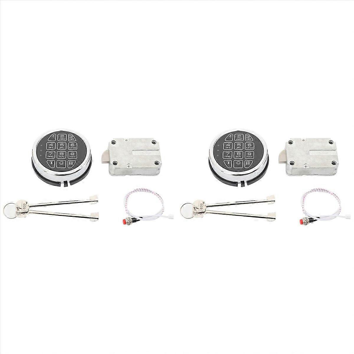 2X Electronic Safe Lock with Solenoid Lock & 2 Override Keys,Chrome Keypad Security Fireproof Safe B