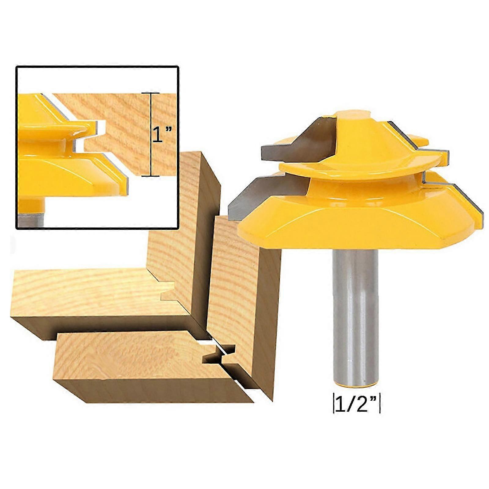 45degree Lock Miter Router Bit Woodwork Tenon Cutter Tool W/1/2 1/4inch Shank