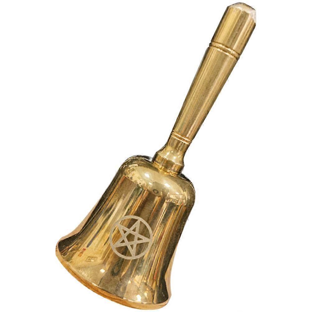 Golden Pentagram Bell Mini Brass Altar Bell for Multi-Functional Use