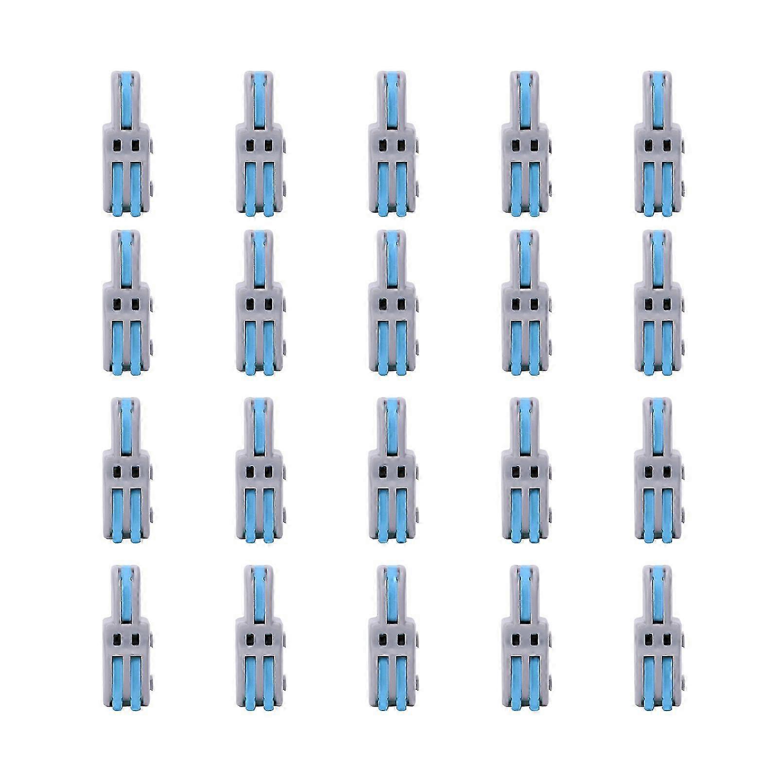 20Pcs Quick Terminal Block 1 in 2 out Wire Connector TShape PushType Wiring Splitter SPLF12A(Blue )