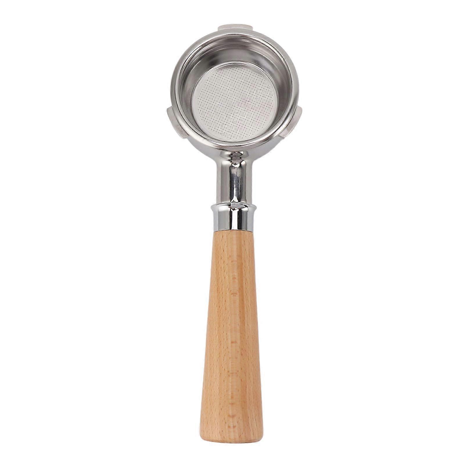 58mm Bottomless Portafilter, 3Ears Design, Solid Wood Handle, A2 Style Beech, Compatible With Espresso Machines