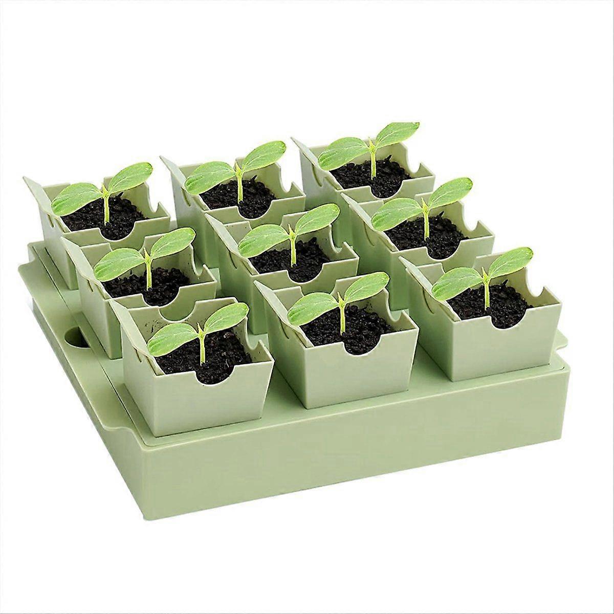 Seed Tray, Dual-Purpose Handles for Transplanting & Labeling, 9 Deep 2.3 in Cells, Reusable Germina