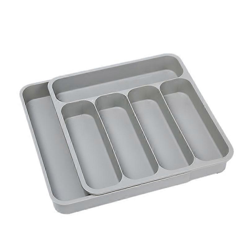 Five-grid kitchen drawer storage box Telescopic cutlery storage box (gray)