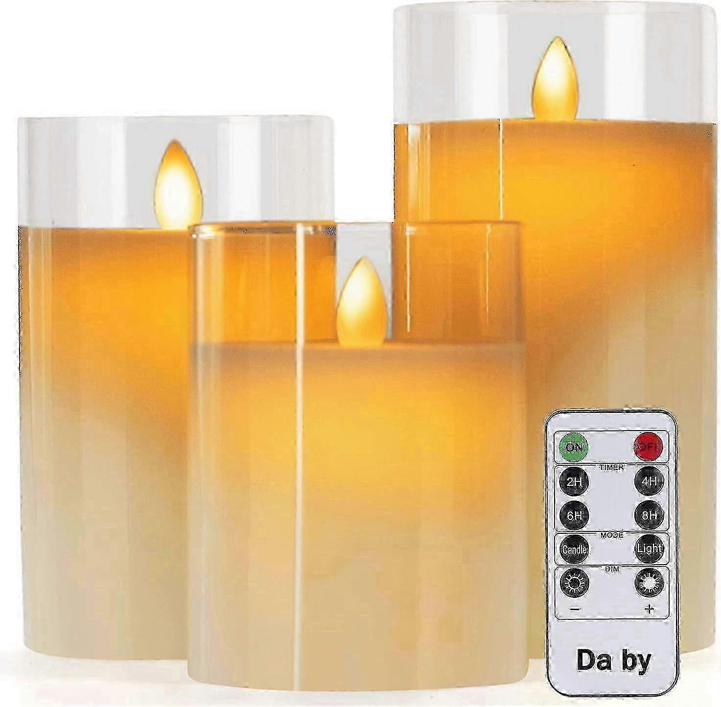 3Pcs LED Flames Drip-Less Real Wax Pillars
