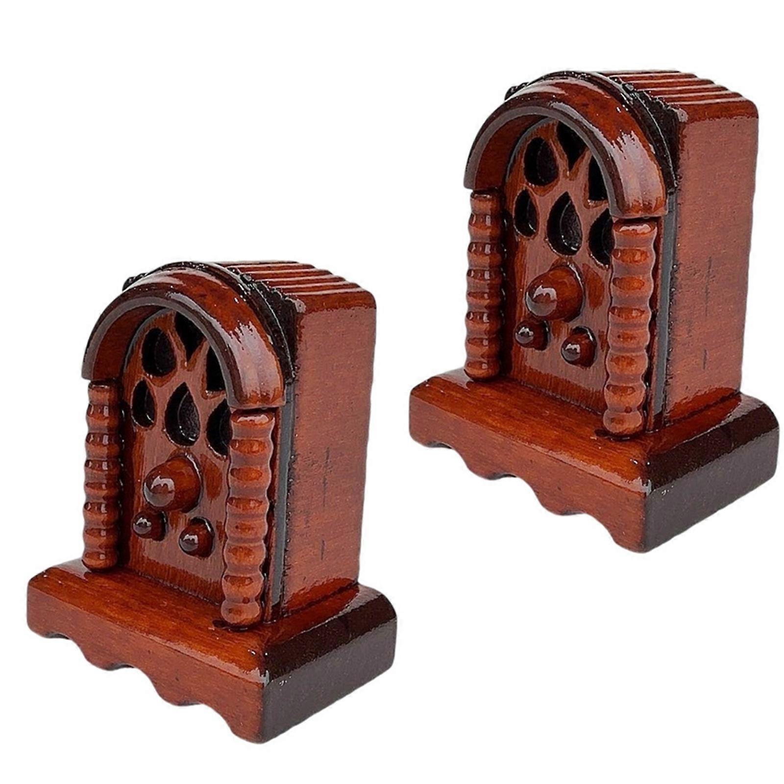 Handcrafts Wooden Doll House Radio With Simulation Design Model Figurine For Miniature Scene Display And Model Project Multicolor