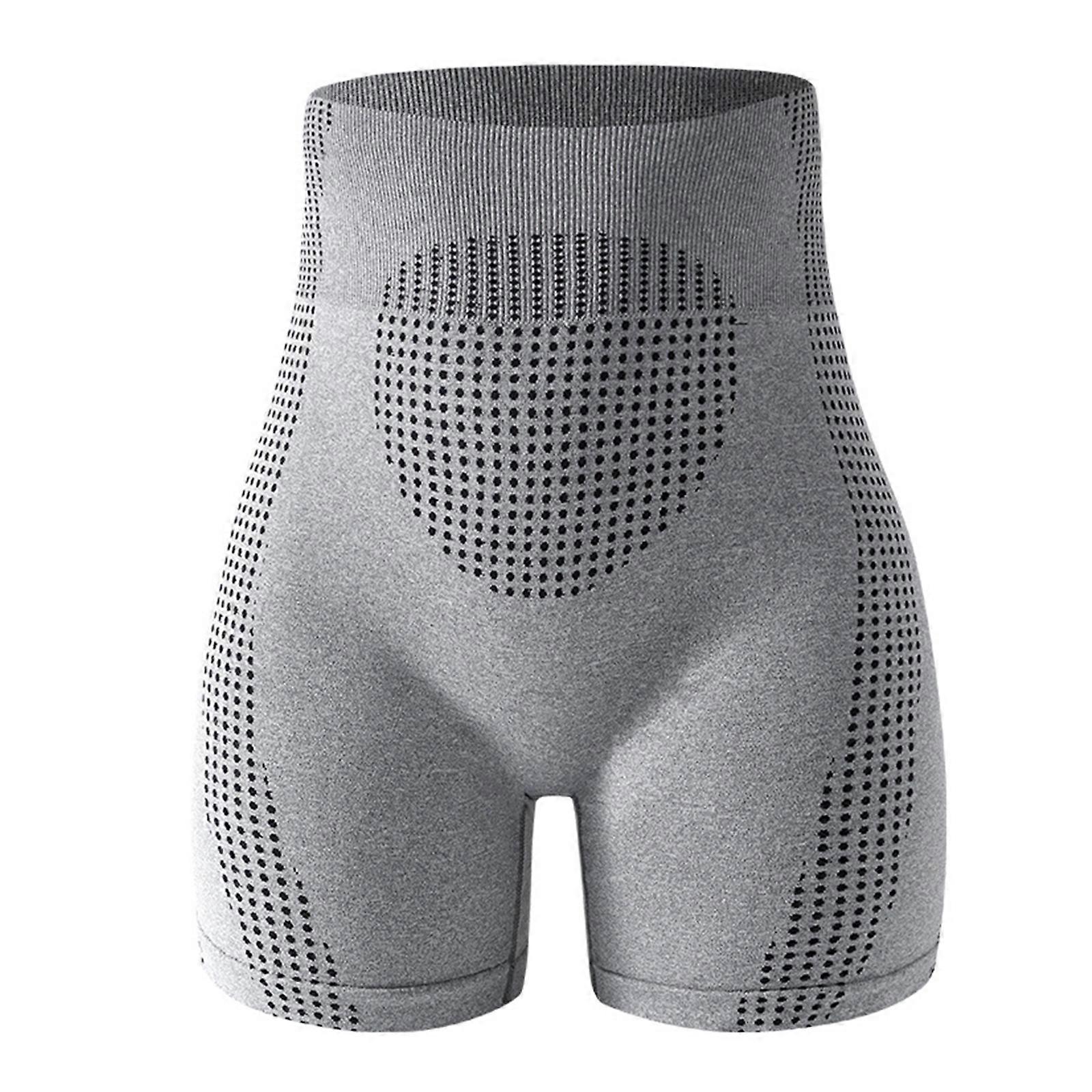 Compression Yoga Shorts High Waist Abdominal Control Underwear Elastic Nylon Invisible Design Shapewear For Pilates  Gray XXXXL