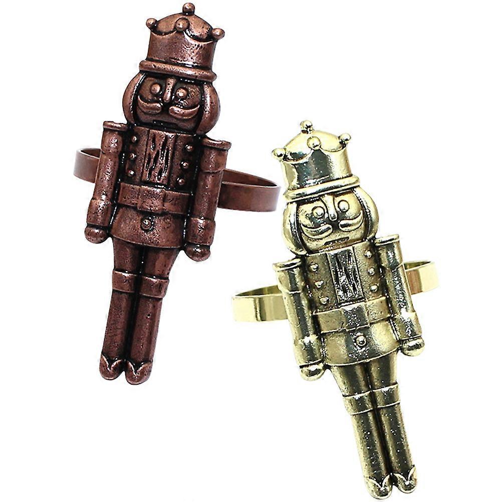 Metal Nutcracker Napkin Ring for Party Use Christmas 2Pcs Set