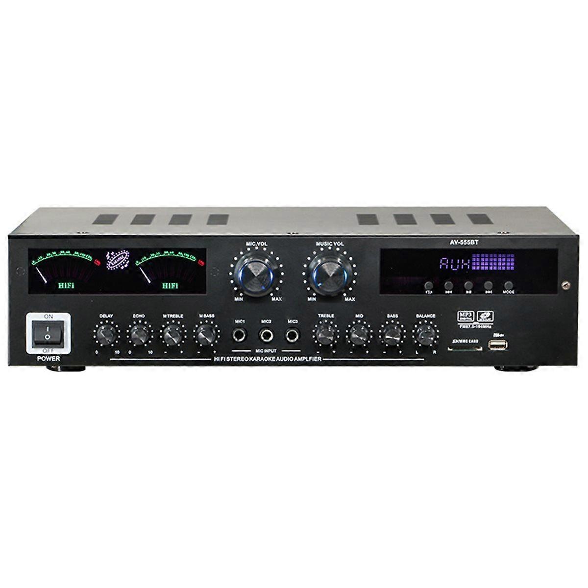 AV-555BT Dynamic Screen Sound Amplifier HiFi Stereo Digital Bluetooth5.0 Amplify for Home Car Karao