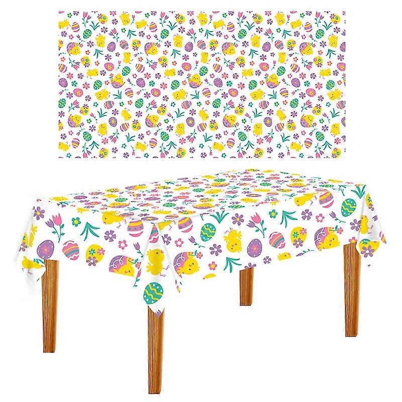 Easter Tablecloth Waterproof Disposable Plastic Cover for Egg Chick Party Decorations 274x137cm