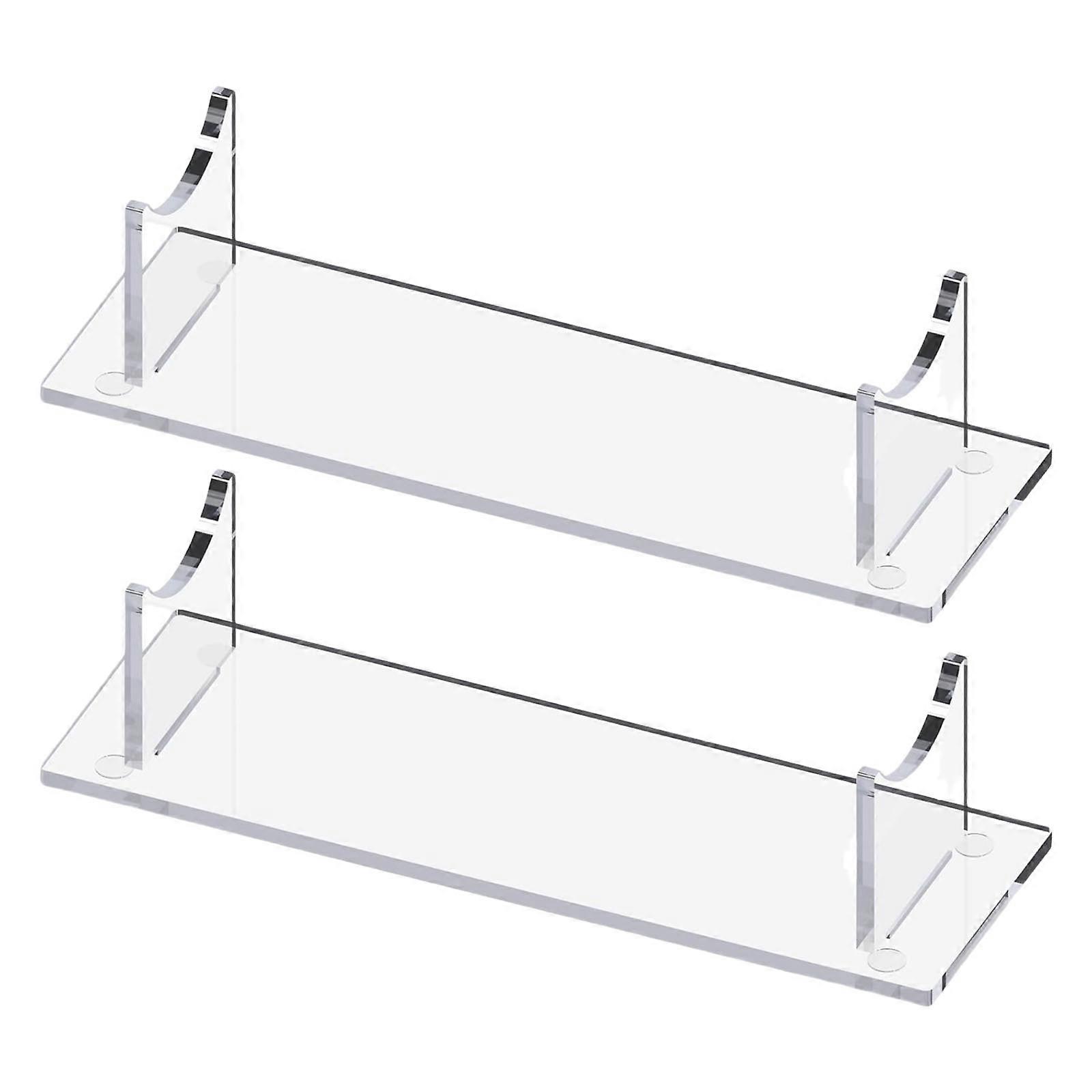 Set of 2 Functional Clear and Black Acrylic Stand for Collectibles and Weapons Multi Use Display with Secure Base  Clear