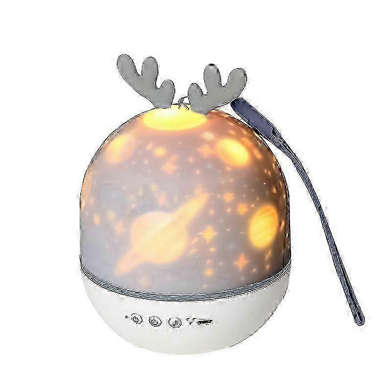 Starry Projector Lamp with Remote, Cute Elf Projection with Rotating Timer & 8 Songs USB Charging (Gray)