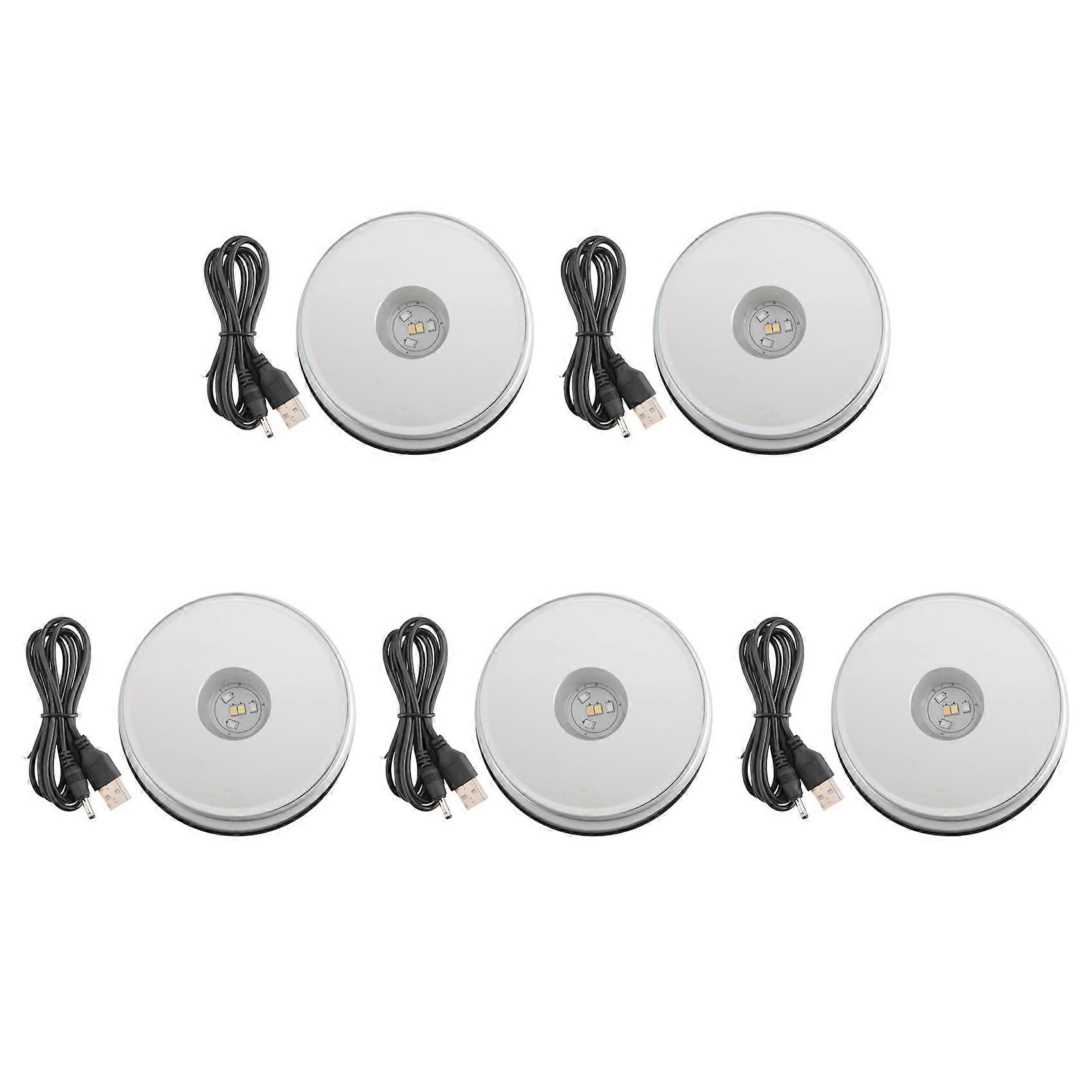 5X Display Turntable Base for Crystals Glass Art,LED Colored Rotating Crystal Display Base Stand with USB Cable
