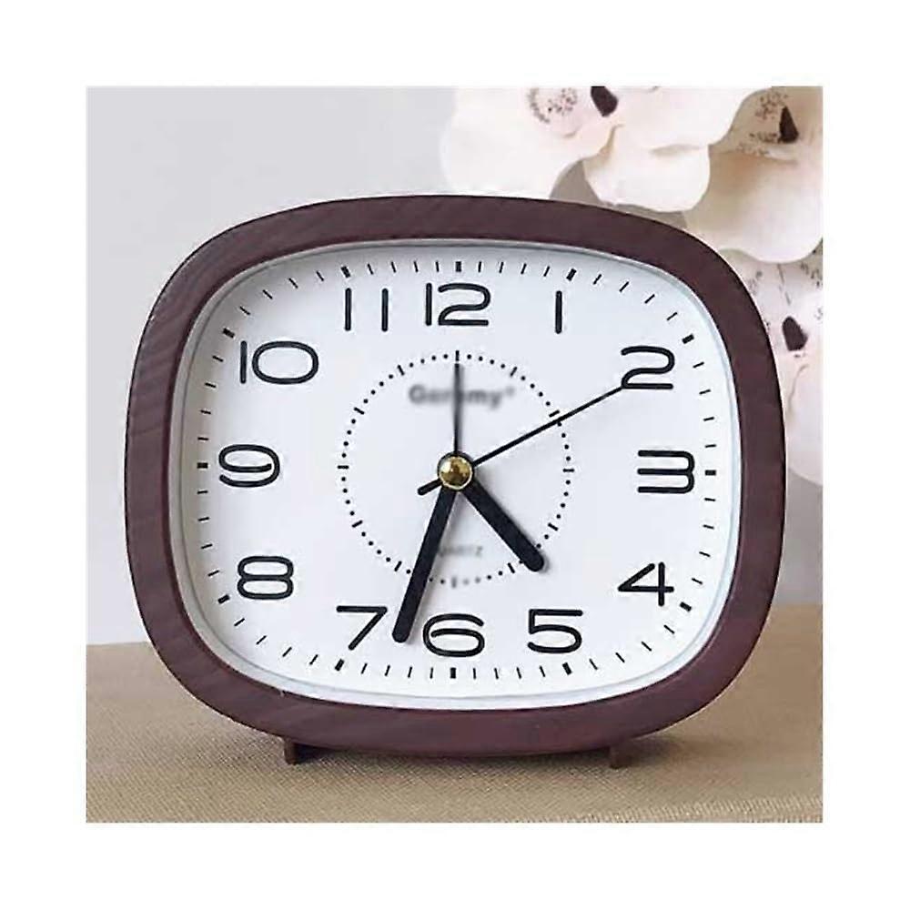 Analog Alarm Clock Silent NonTicking Square Battery Operated Decorative Desk and Bedside Clock