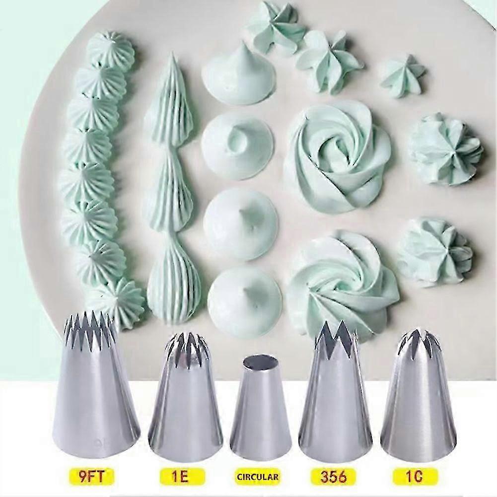 Cupcake-dekorasjonssett med 5 sprøytetupper