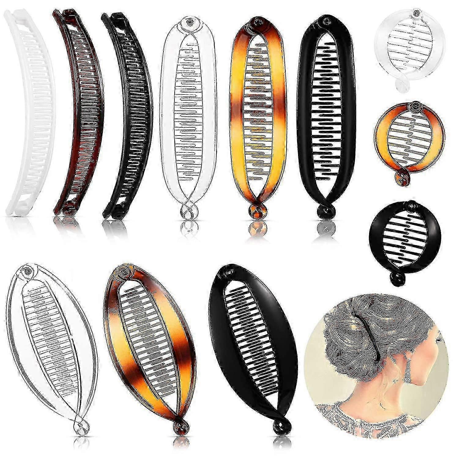 Ensemble de 12 pinces à cheveux banane en forme de queue de poisson