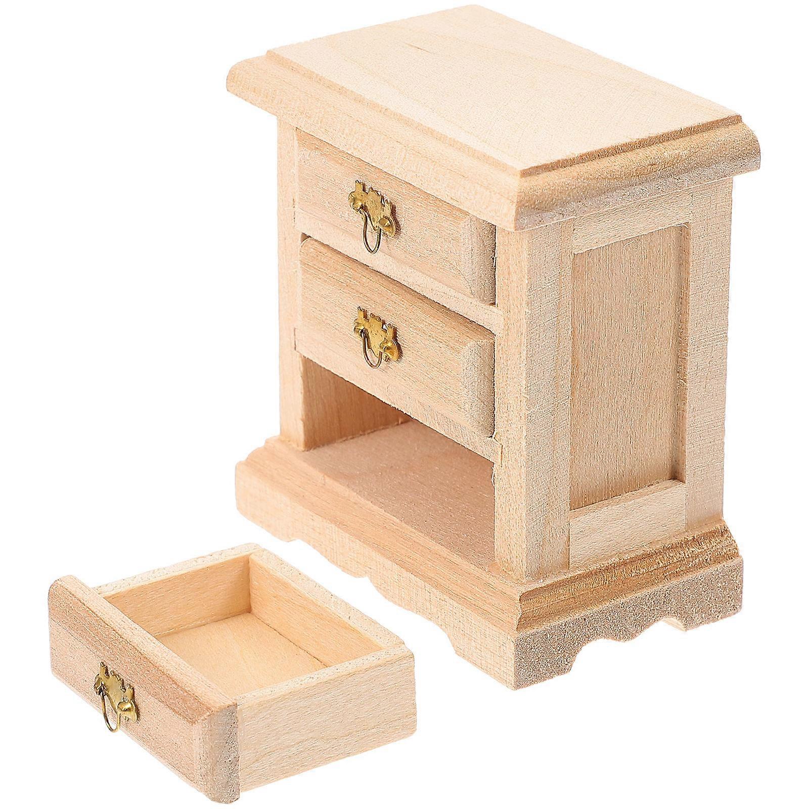 1PCミニハウスナイトテーブルモデル木製ミニベッドサイドテーブルモデルデコレーション