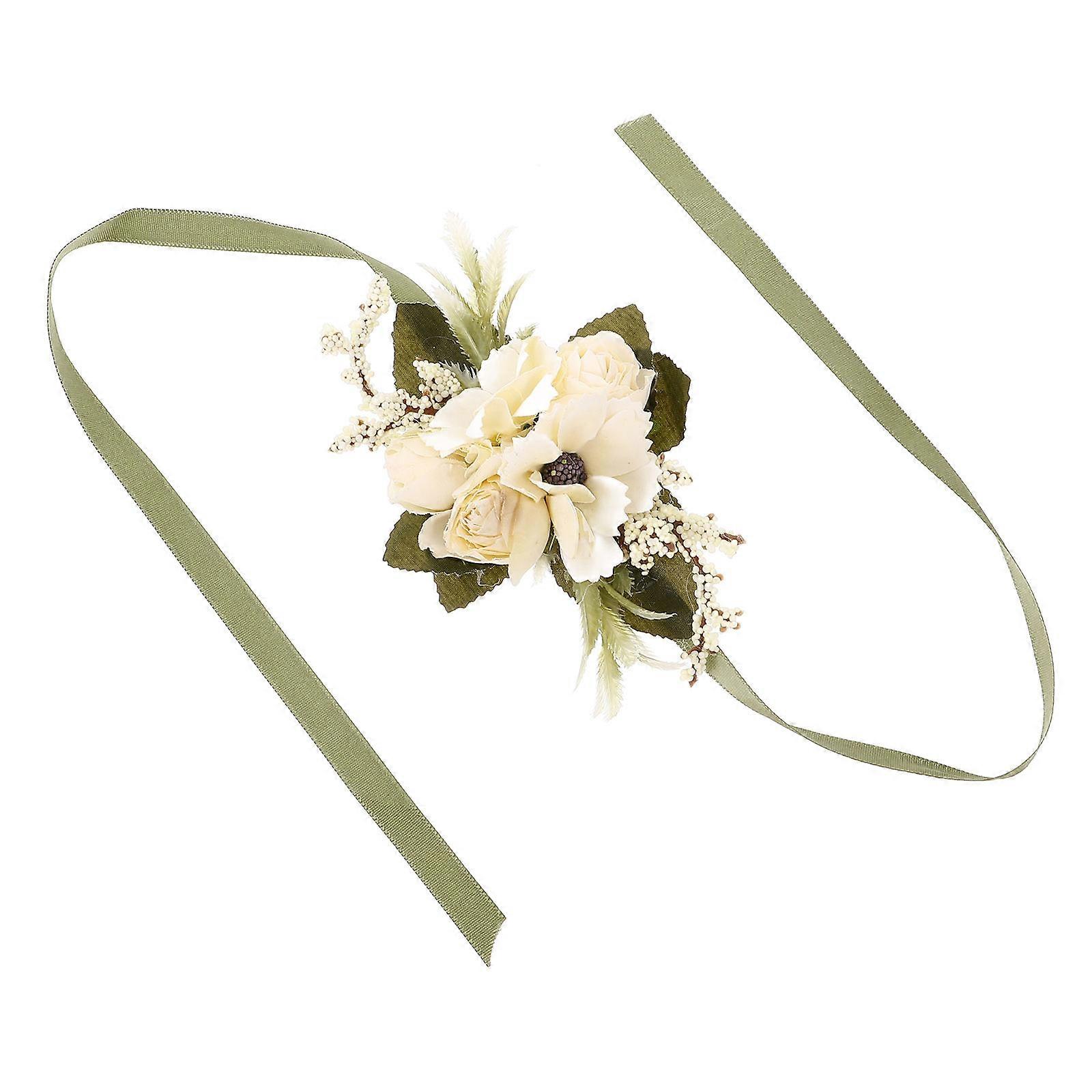 Multi Color Faux Flower Wrist Corsage for Rustic Wedding