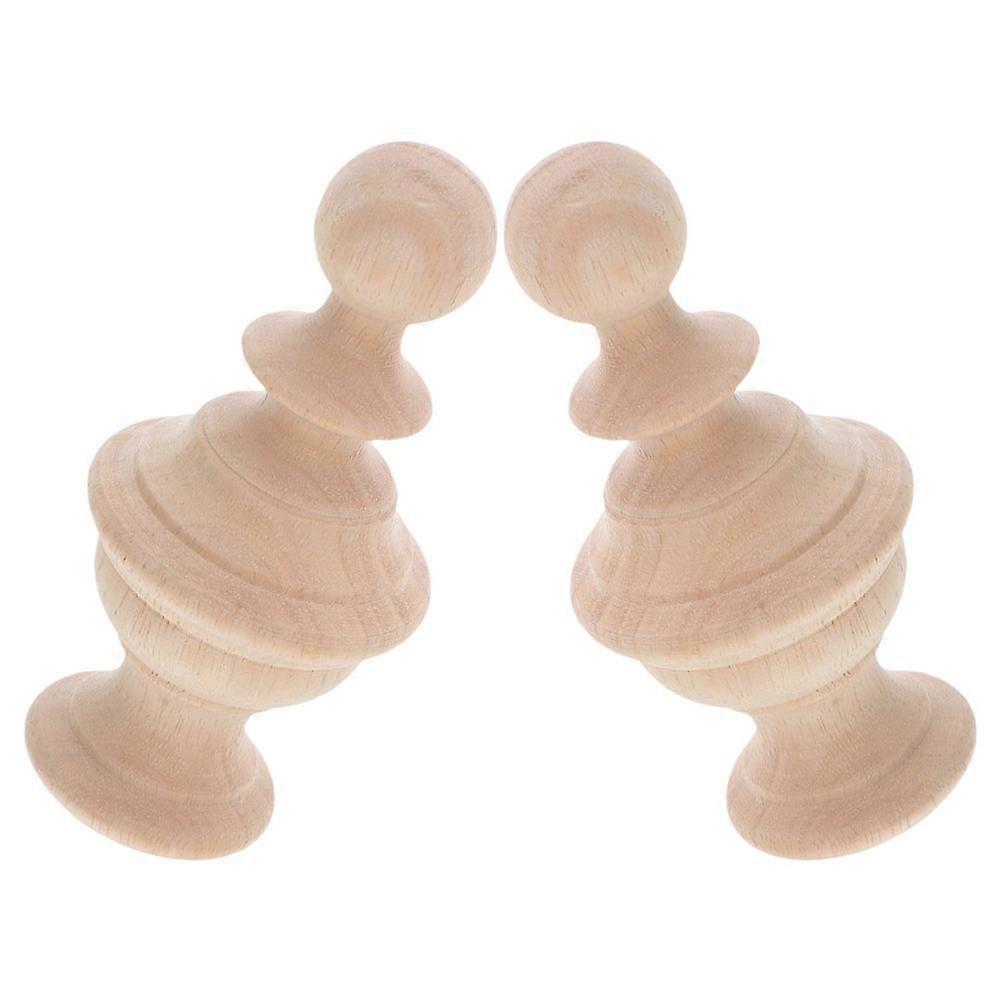 Solid Wood Unfinished Finials for Staircases 2Pcs Bedpost Decoration