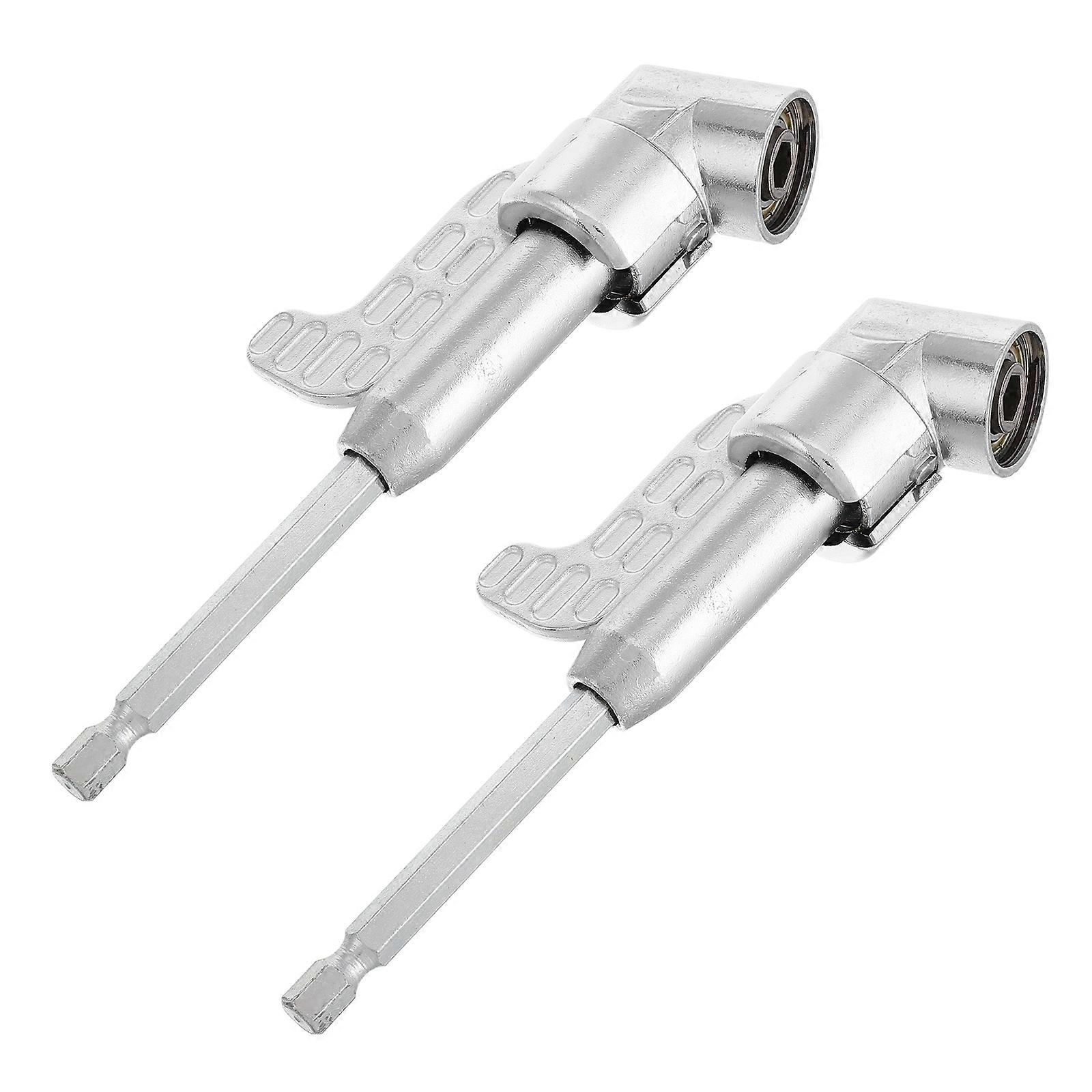 Right Angle Drill Adapter for Screwdriver Repair Tool 2Pcs Silver
