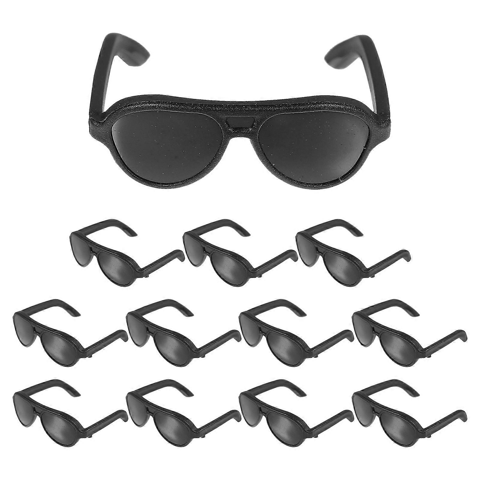 Stylish Mini Sunglasses for Dolls Black Plastic Accessories 12Pcs Pack