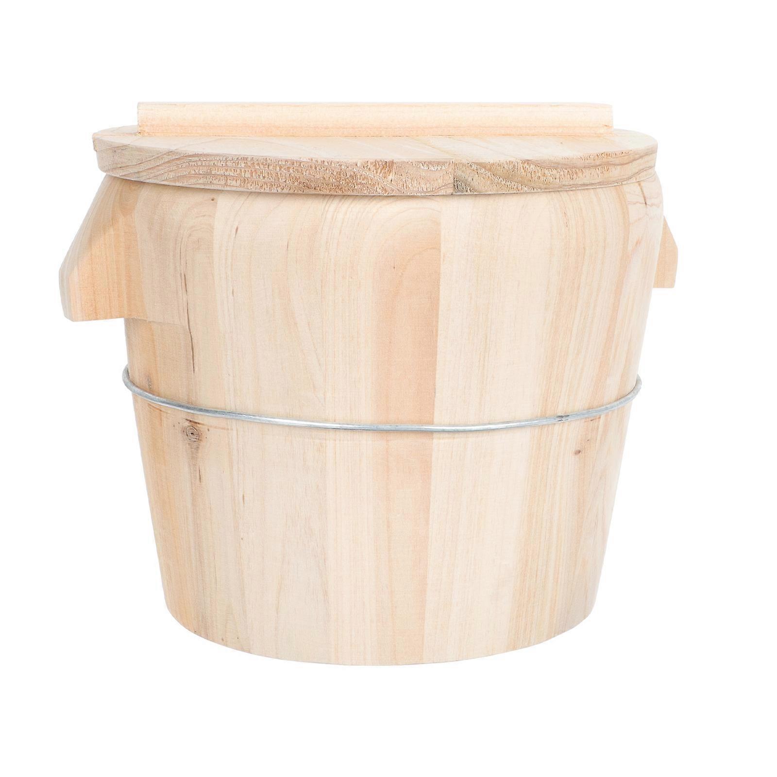 Wood Rice Storage Container For Professional Cooks Cylindrical Shape 1 Set