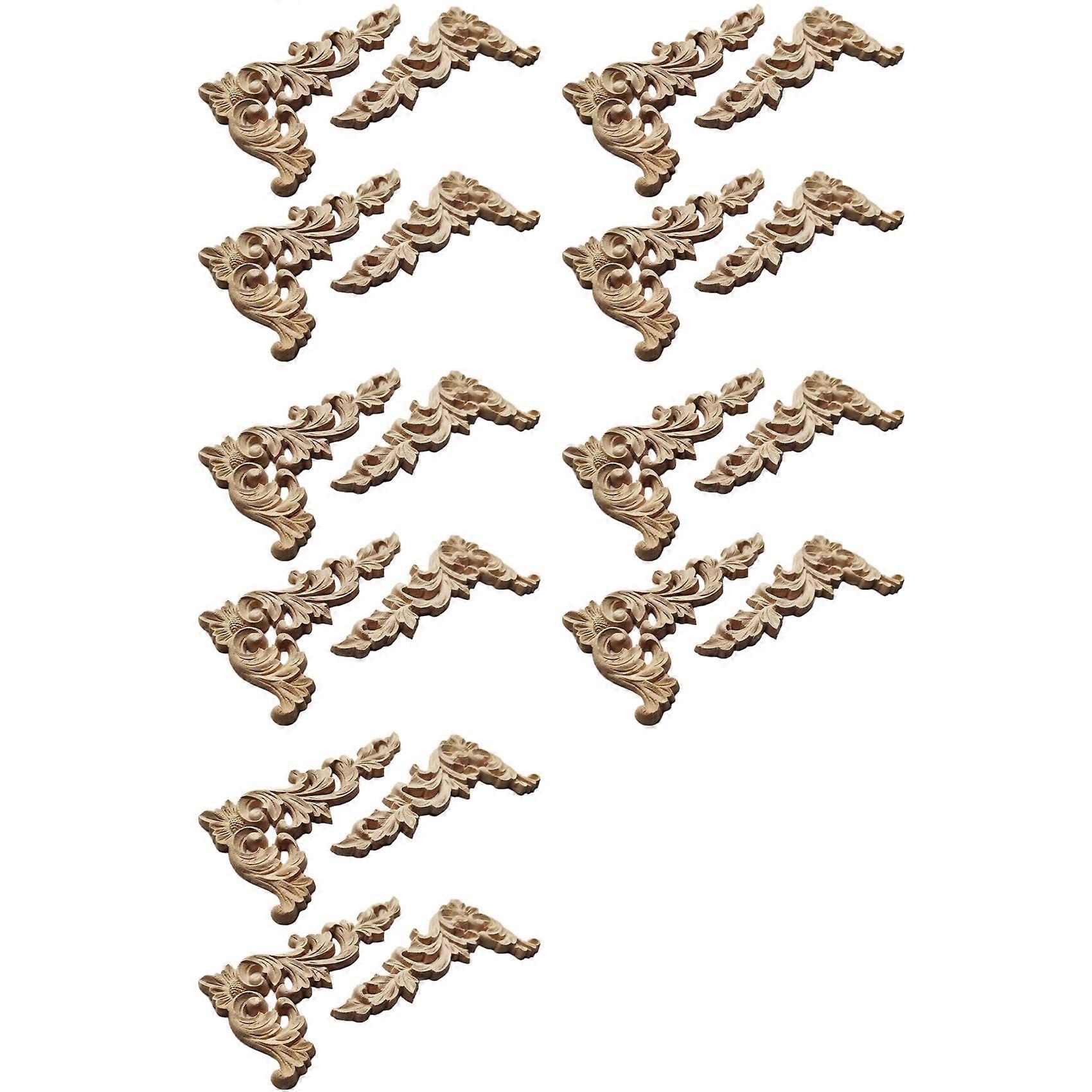 20Pcs Wood Carved Corner Onlay Applique Unpainted Frame Cupboard Cabinet Decal for Home Furniture Decoration A