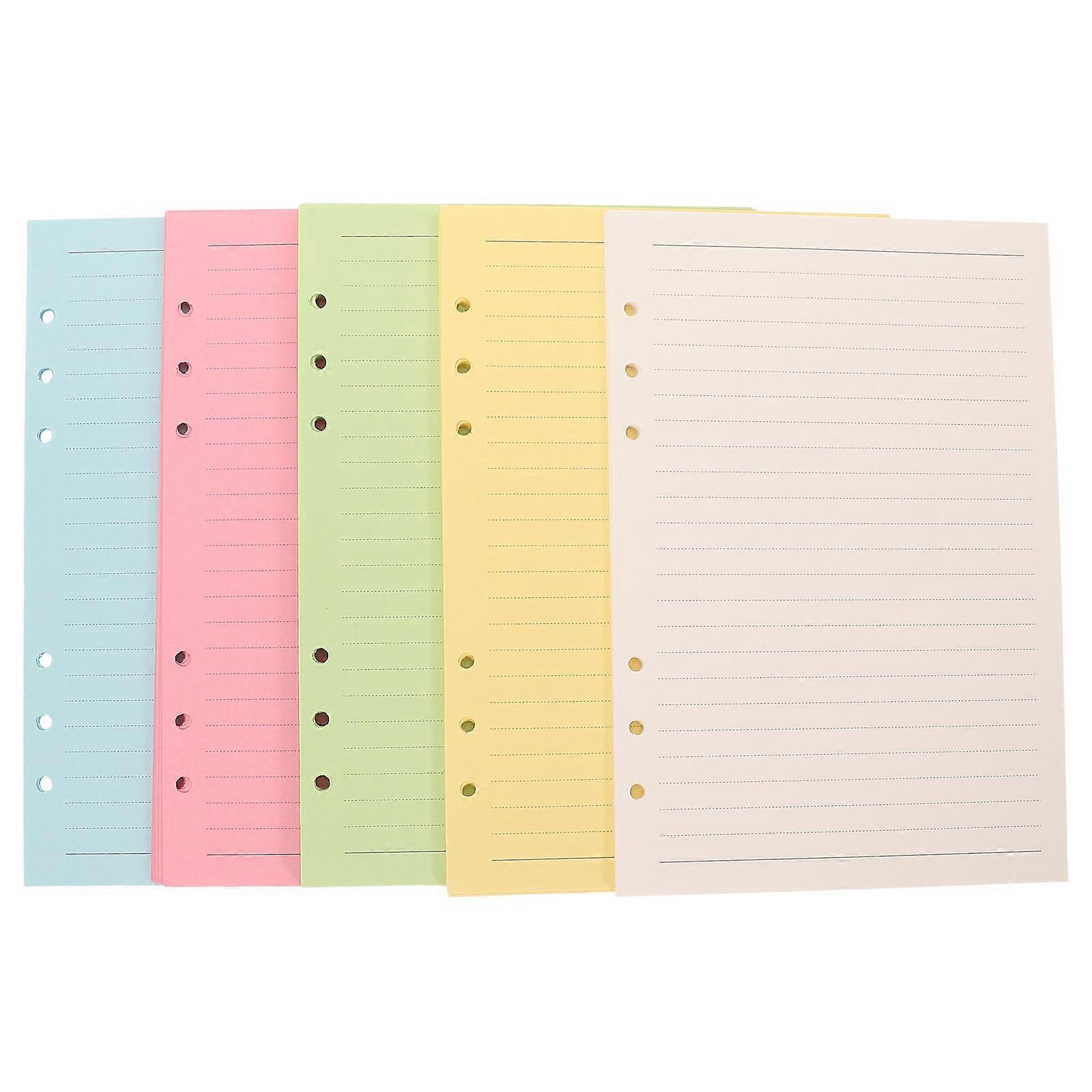Assorted Color Refill Paper for Notebook 100 Sheets A5 Lined Loose Leaf