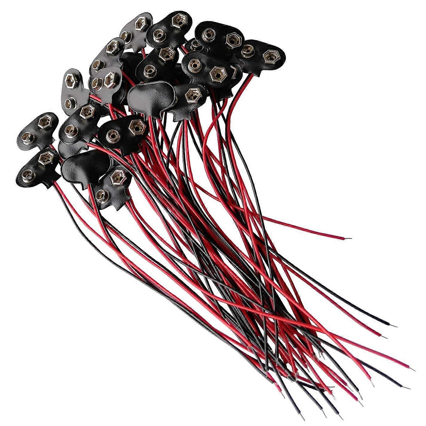 25 Pcs 9V Battery Connector with Wires, Durable Leather Shell, 15cm Cable for Secure Connection