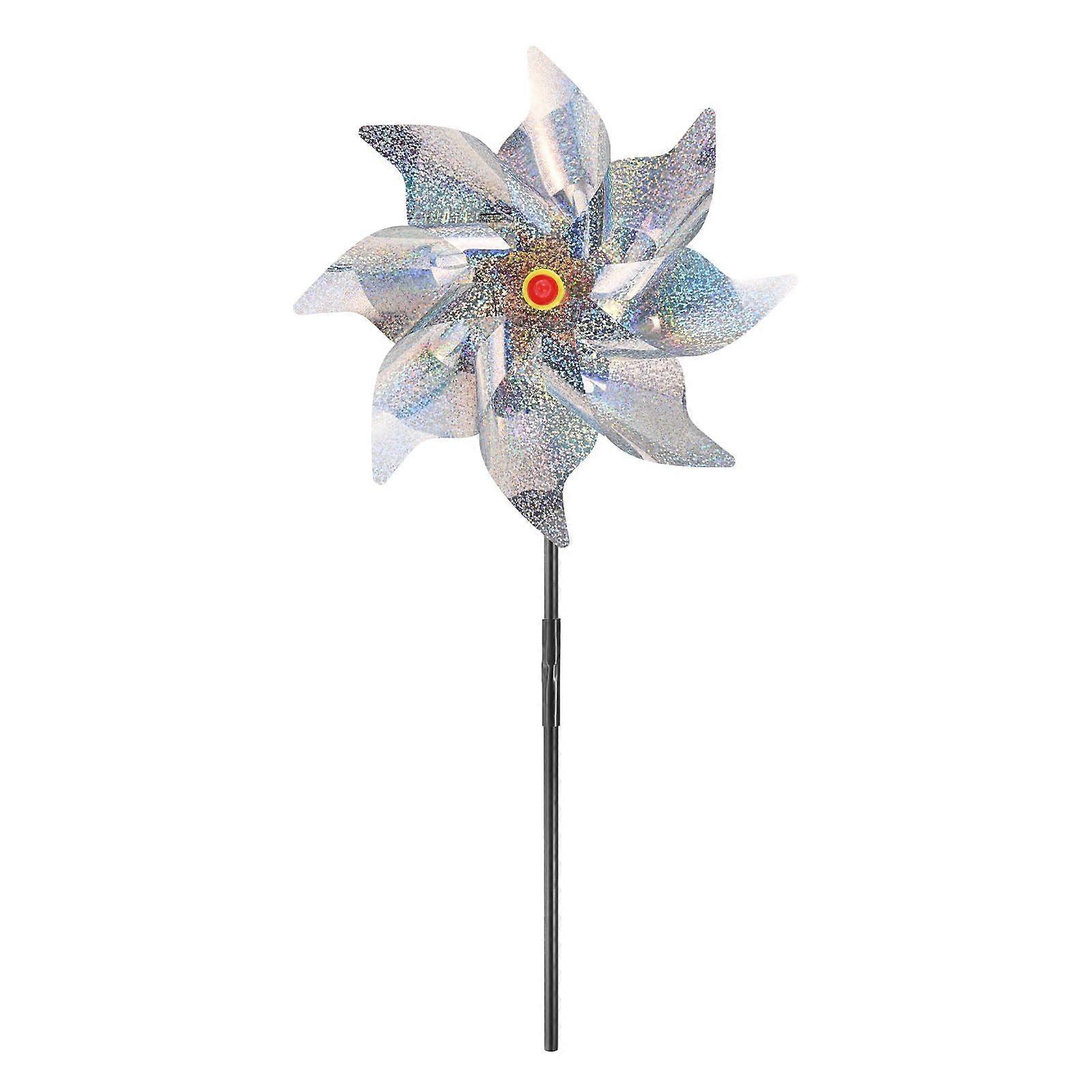 Reflective Garden Wind Spinner 20 Inch Bird Deterrent Weatherproof Colorful Yard Pinwheel