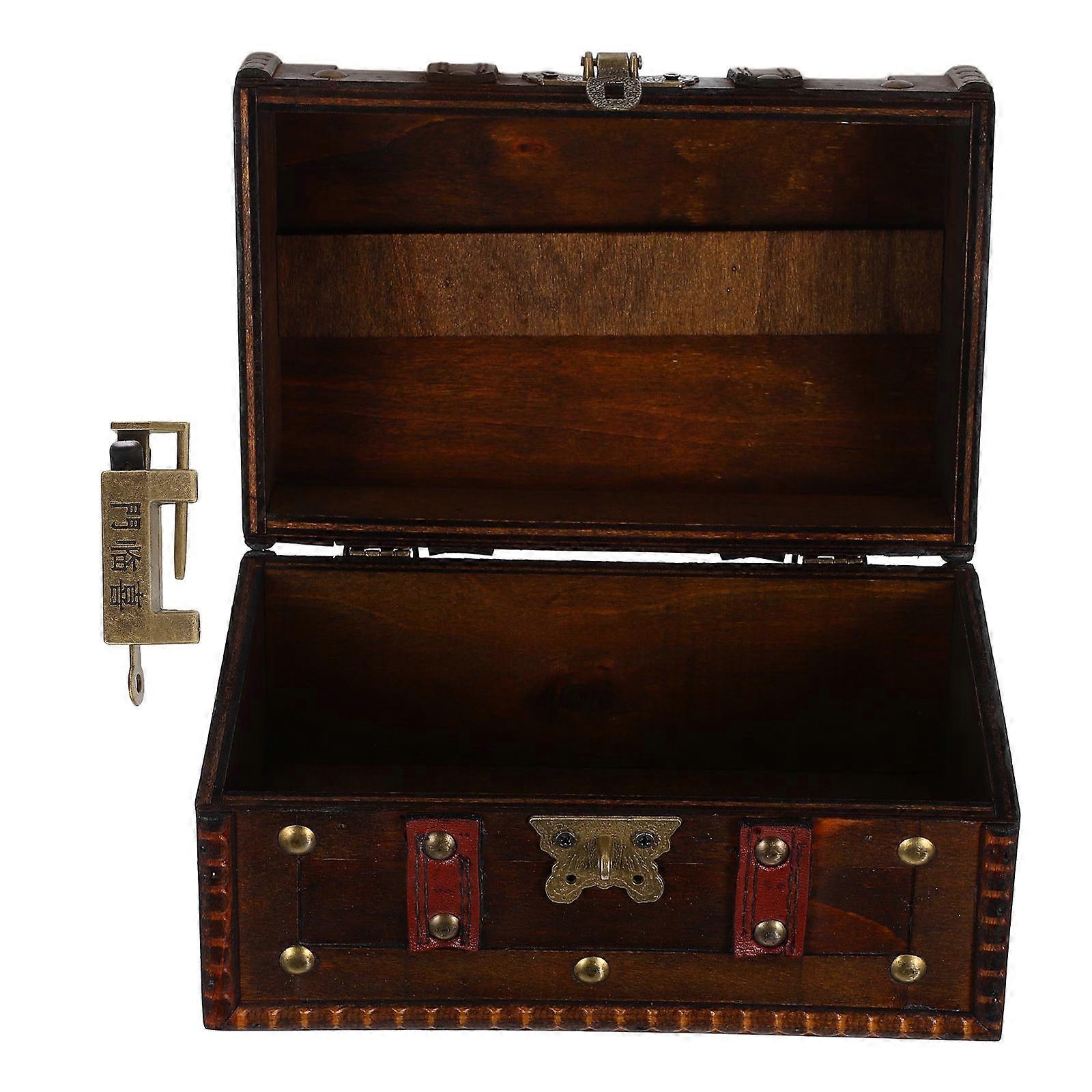 Dekorative Schatztruhe mit Schloss zur Aufbewahrung von Schmuckstücken, dunkelbraun, 2 Stück