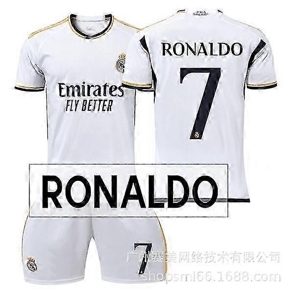 23-24新しいレアルマドリードホームキッズアダルトサッカージャージ-7ロナウド-20#7ロナウド20#。サッカージャージ。