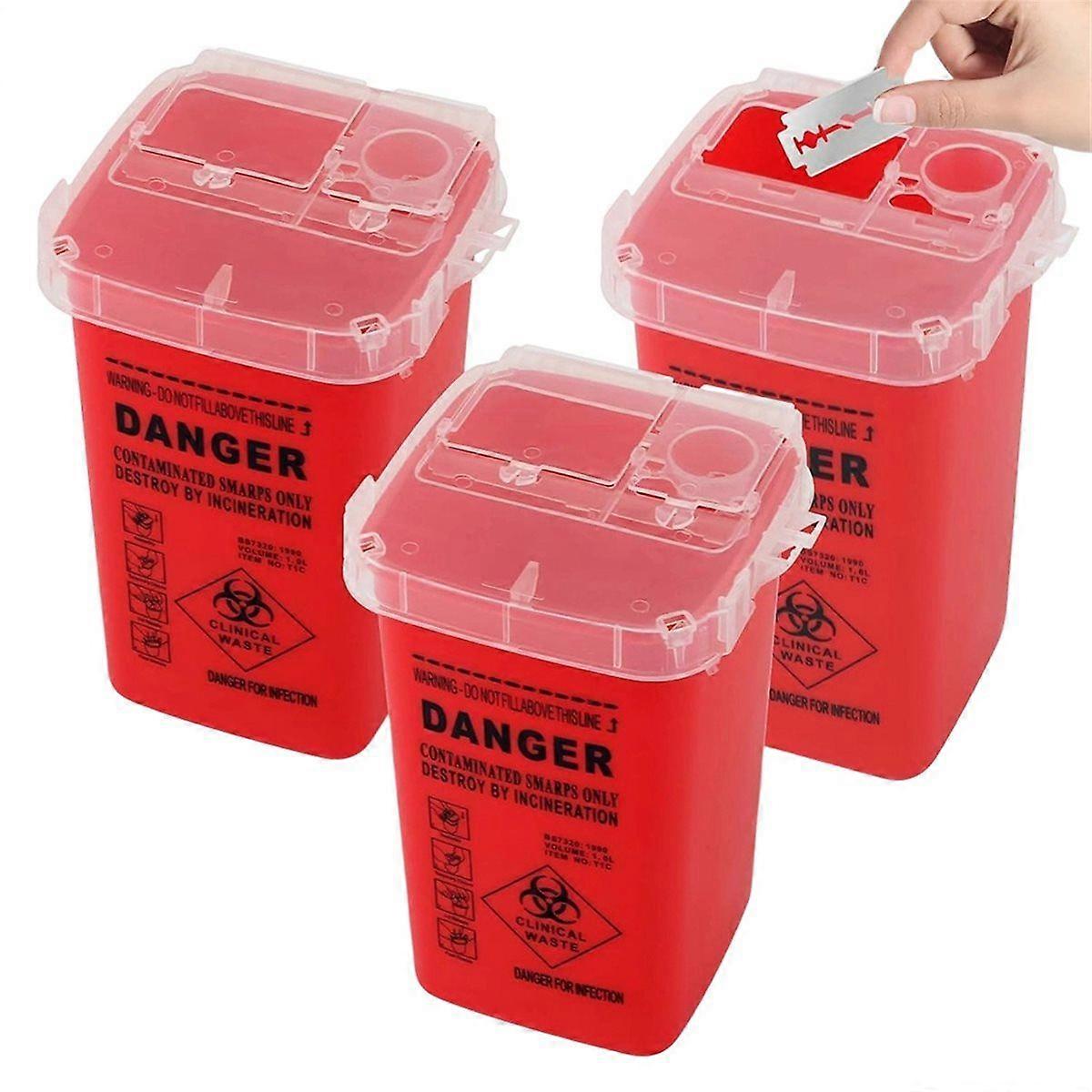 3-Pack Container for Safe Needle and Syringe Disposal,1 Quart Needle Disposal Container