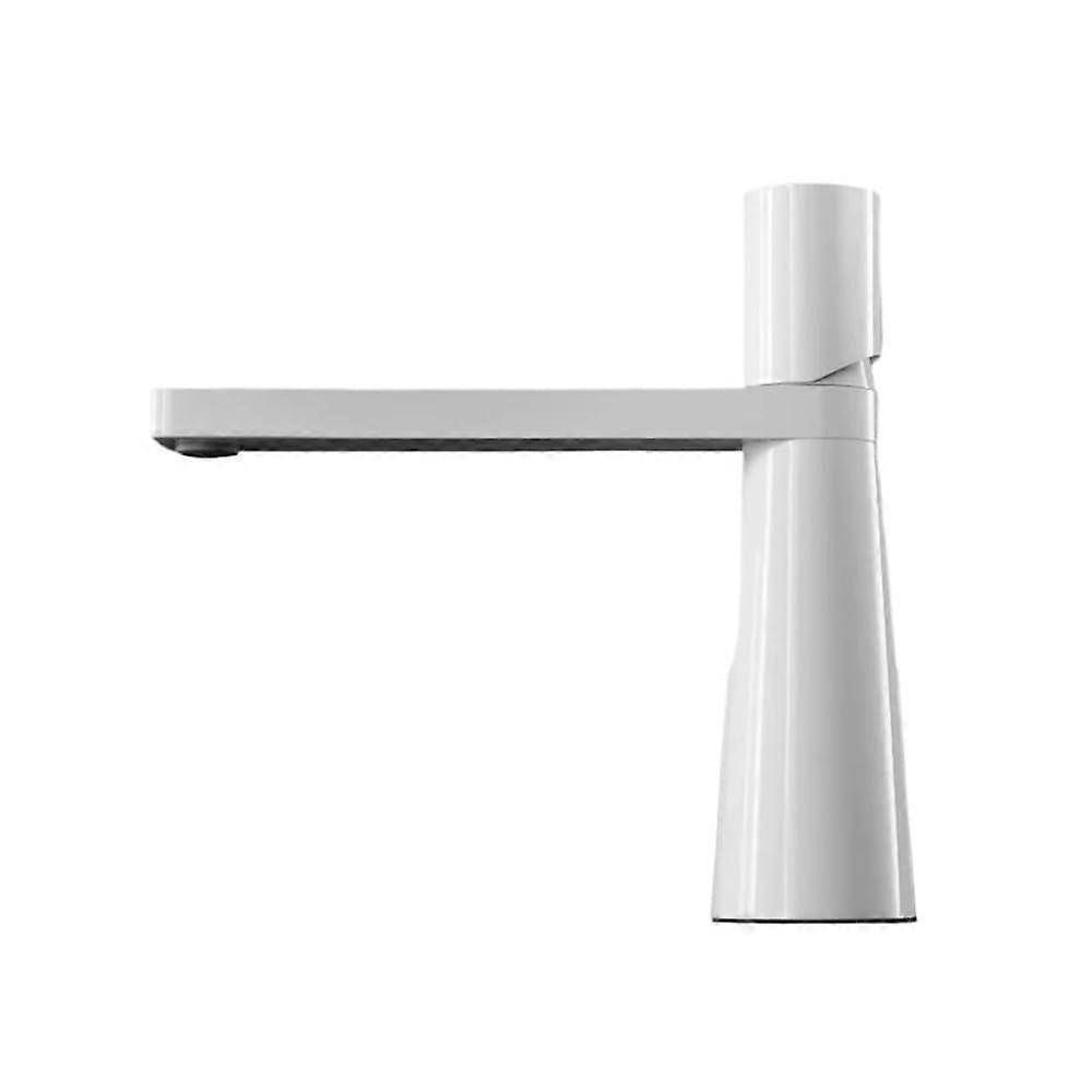White Brass Bathroom Sink Faucet Basin Mixer Tap with Precise Temperature Control, Deck Mount
