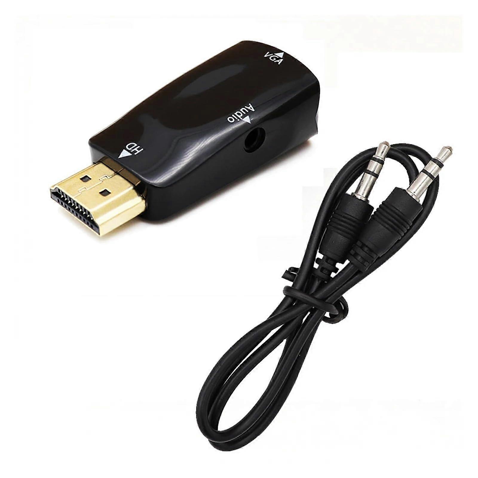 HDMI to VGA Adapter with Audio, GoldPlated Connectors, Nylon Braided Cable for Laptop TV Projector